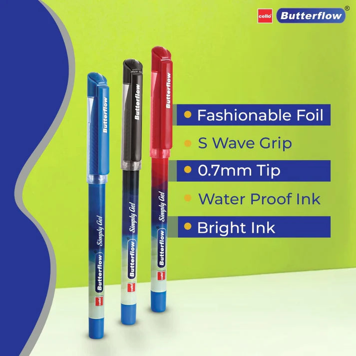 Cello BUTTER FLOW SIMPLY Gel Pen (Pack of 10)