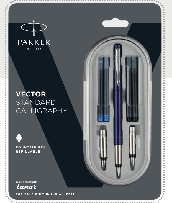 Parker VECTOR STANDARD CALLIGRAPHY FOUNTAIN PEN WITH CHROME TRIM
