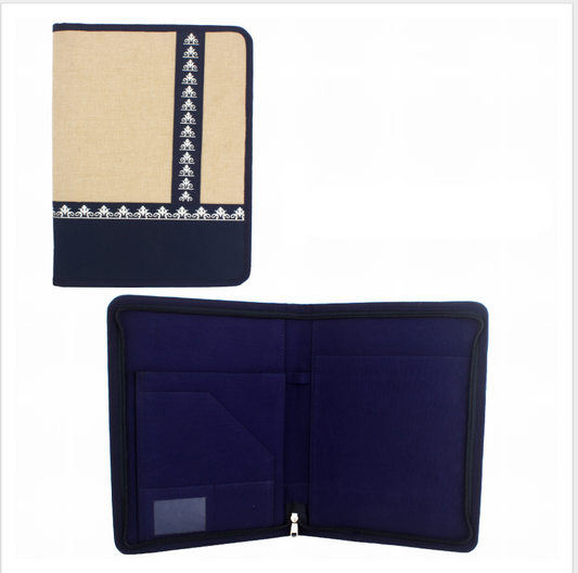 The DEEP BLUE MOTIF Jute Folder
