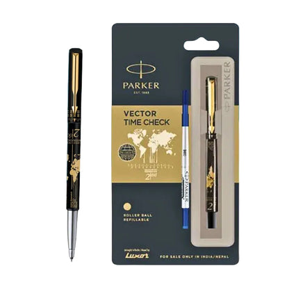 Parker VECTOR TIMECHECK Roller Ball Pen With Gold Trim