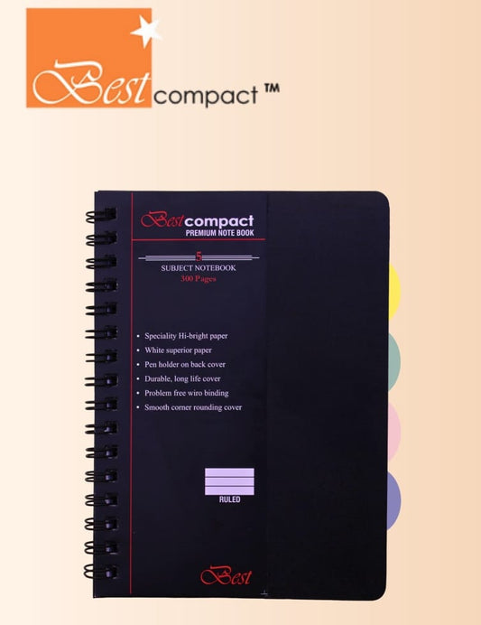 Best 5 Subject Notebook| A5 300 Pages