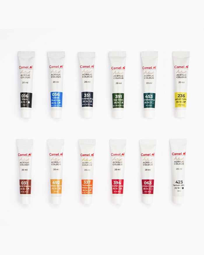 Camel Artist Acrylic Colour 20ml (12 Shades)