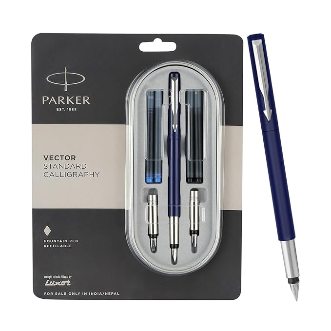 Parker VECTOR STANDARD CALLIGRAPHY FOUNTAIN PEN With Chrome Trim