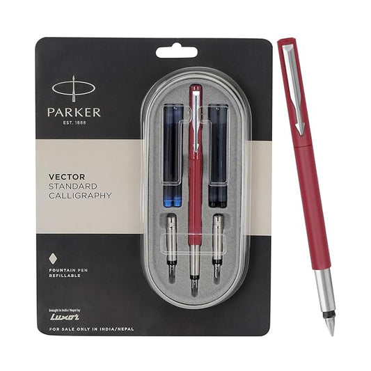 Parker VECTOR STANDARD CALLIGRAPHY FOUNTAIN PEN With Chrome Trim
