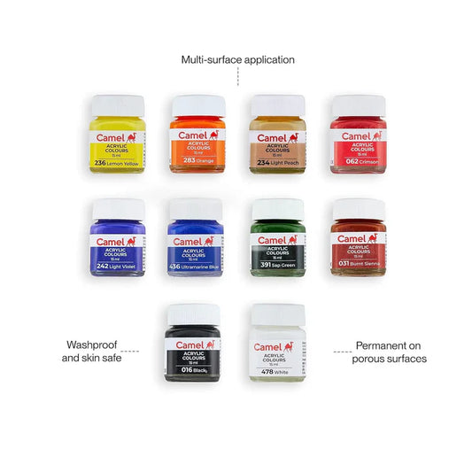 Camel ACRYLIC COLOURS 15ml (10 Shades)