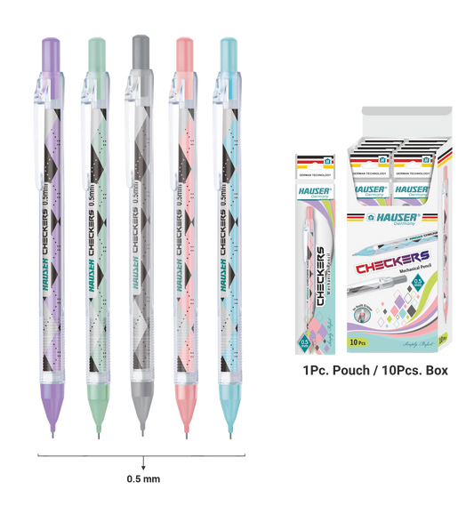 Hauser Artz Mechanical Pencil CHECKERS - 0.5mm (Pack of 10)