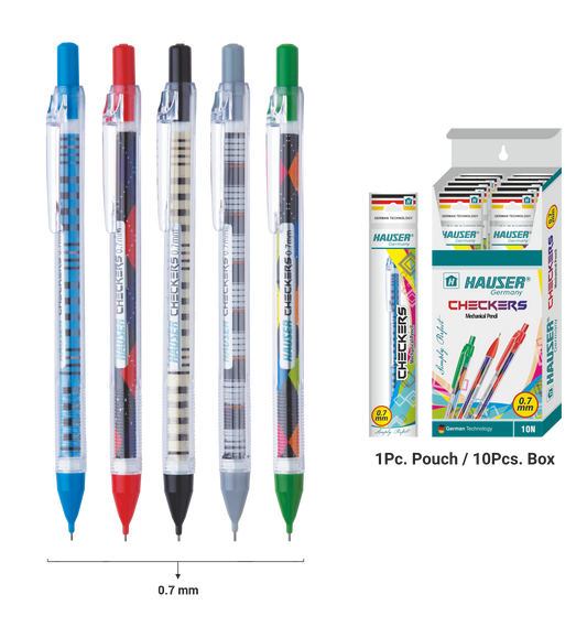 Hauser Artz Mechanical Pencil CHECKERS - 0.7mm (Pack of 10)