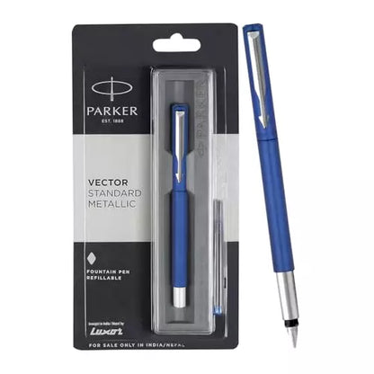 Parker VECTOR STANDARD METALLIC FOUNTAIN PEN WITH CHROME TRIM