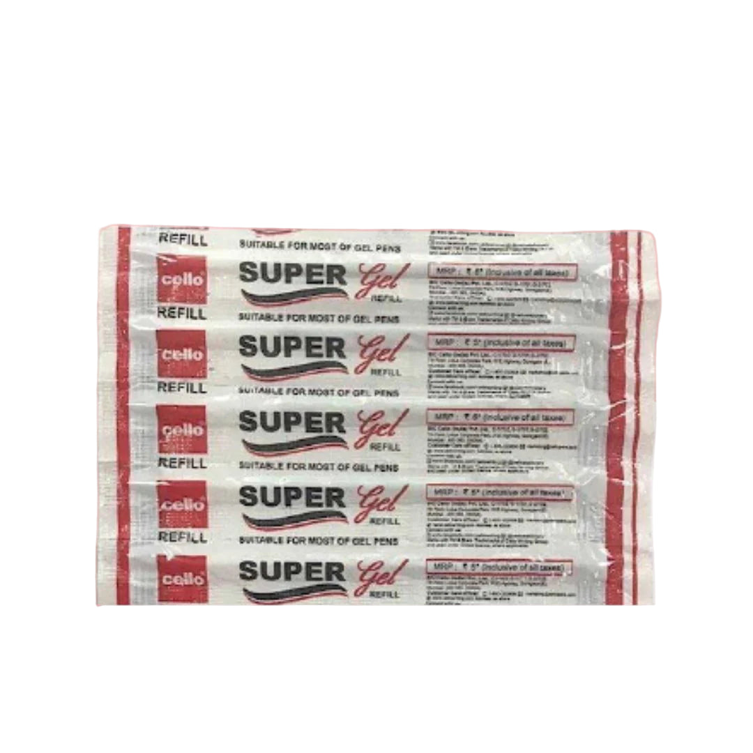 Cello SUPER GEL Refill- Black (10 Pcs)