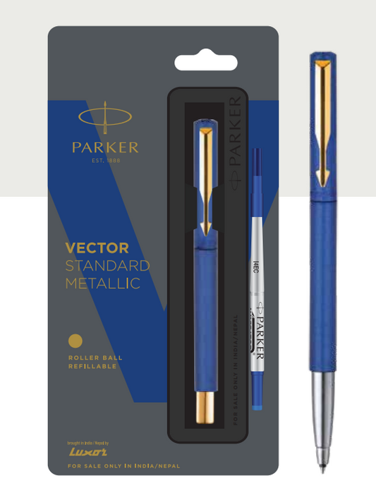 Parker VECTOR STANDARD METALLIC ROLLER BALL PEN GOLD TRIM