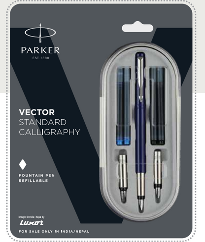 Parker VECTOR STANDARD CALLIGRAPHY FOUNTAIN PEN WITH CHROME TRIM