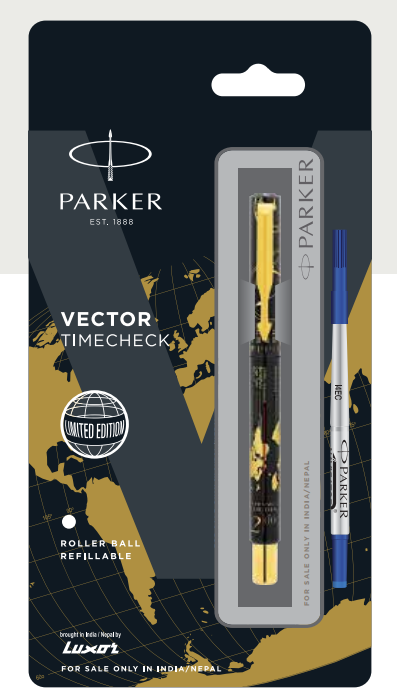 Parker VECTOR TIMECHECK ROLLER BALL PEN WITH GOLD TRIM