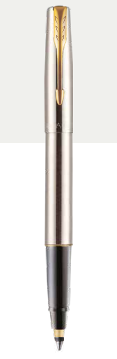 Parker FRONTIER STAINLESS STEEL ROLLER BALL PEN WITH GOLD TRIM