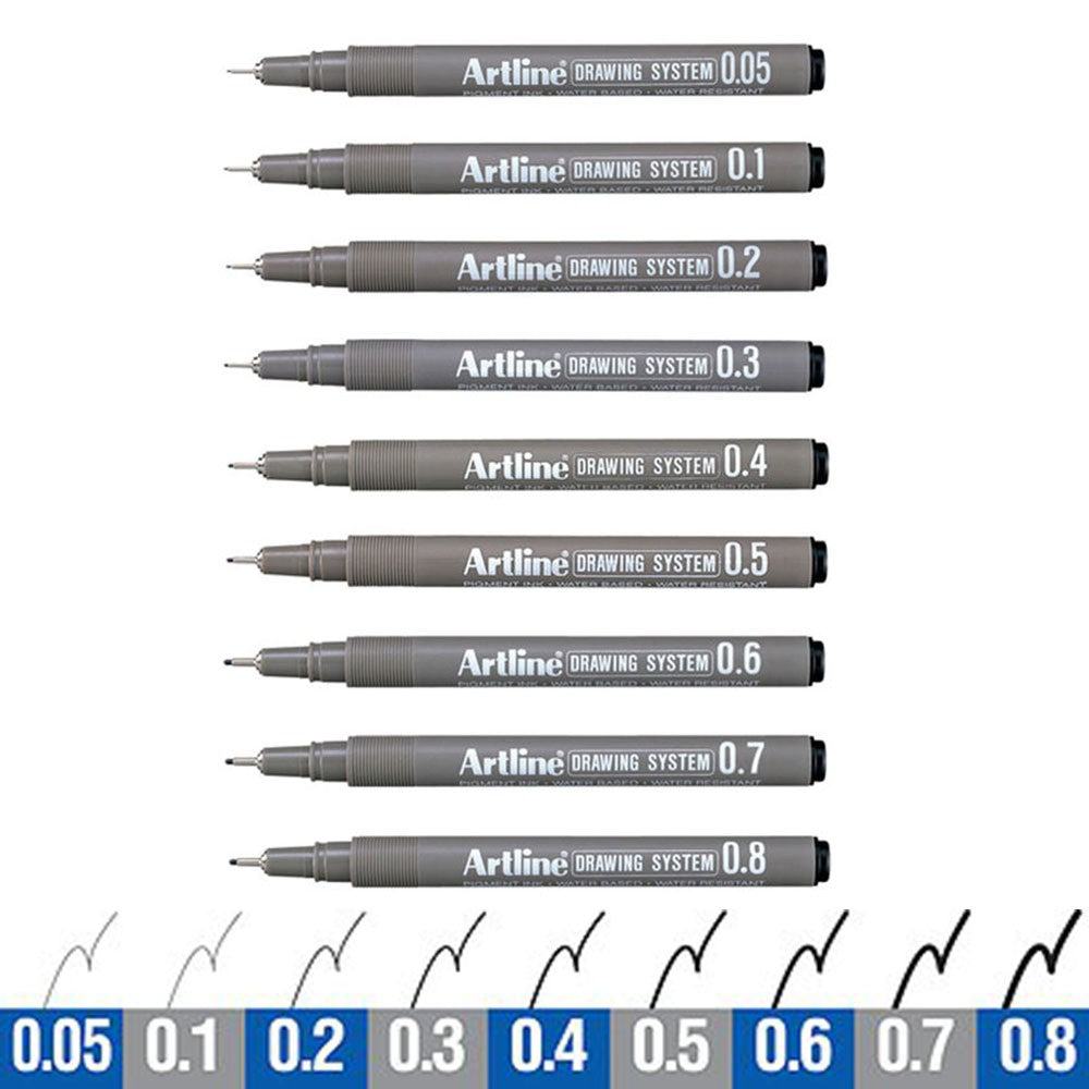 Artline Drawing System Pen (Set of 9)