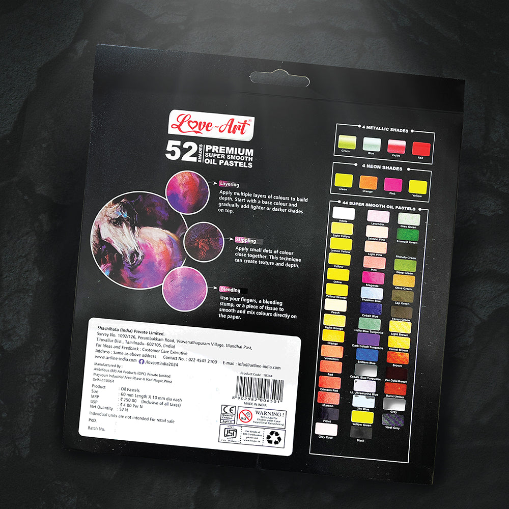 Artline Love-Art Premium Super Smooth Oil Pastels (52 Shades)