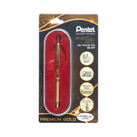 Pentel ENERGEL METAL Gel Roller Pen BL407 -GOLD